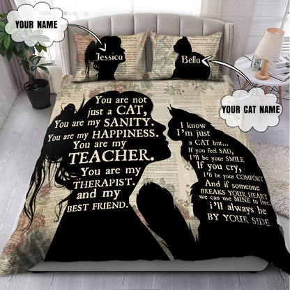 Customize Name The Girl Love Her Cat Bedding Set