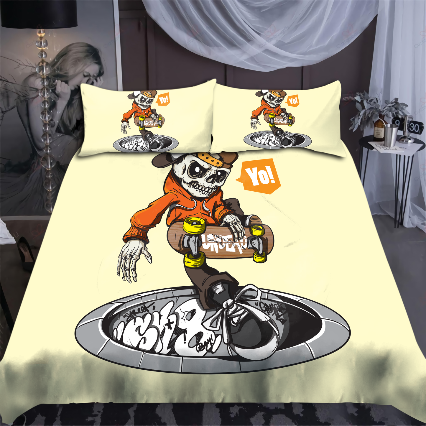 Skateboard Skull Bedding Set PL