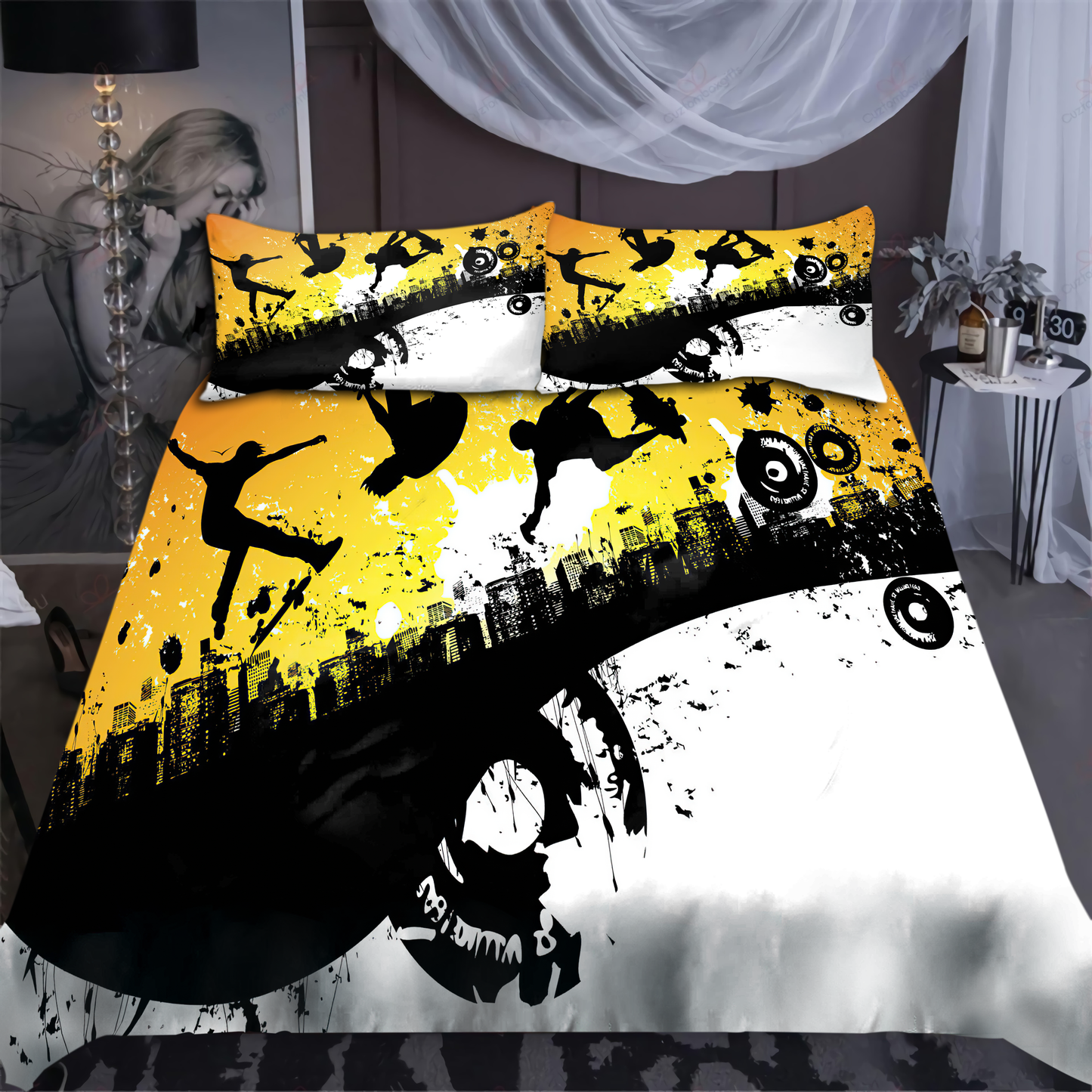 Skateboard Skull Bedding Set