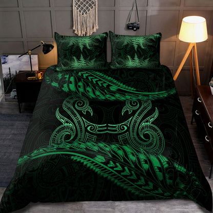 New Zealand Bedding Set Green Manaia Maori - Silver Fern Duvet Cover and Pillow Case ML NTN20032103