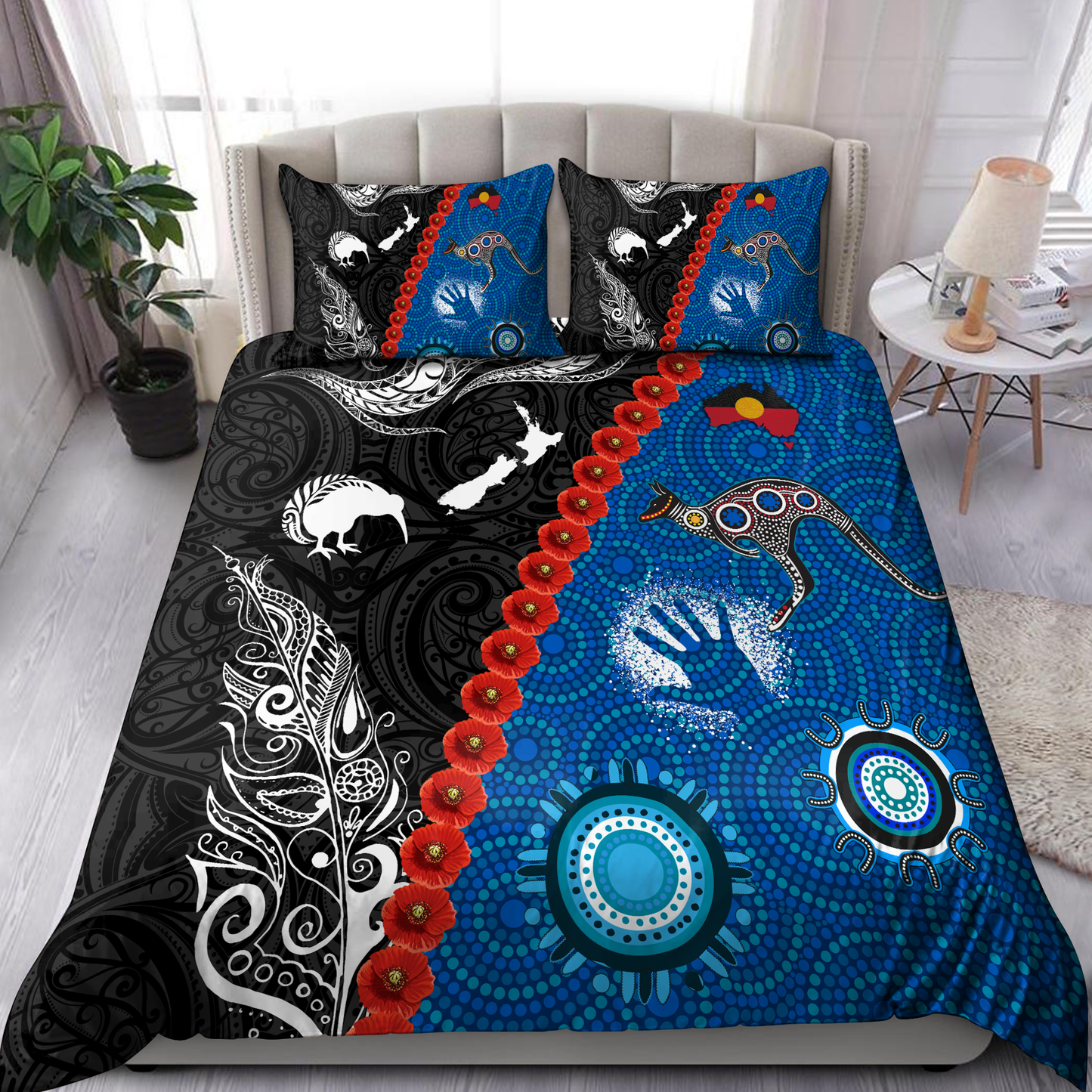 New Zealand Maori And Australia Aboriginal Blue We Are Family Bedding Set