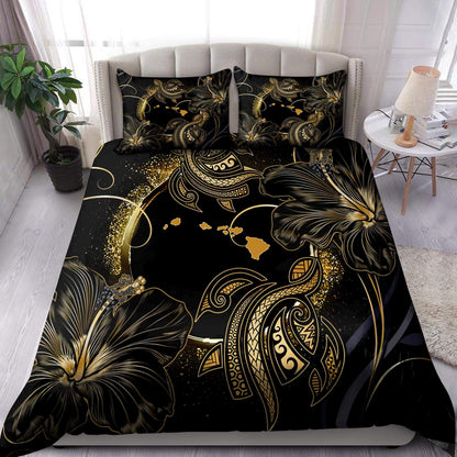 Amazing Polynesian Hawaii Turtle Golden Bedding Set ML