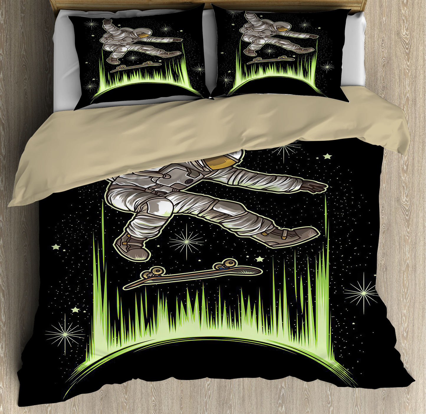 Skateboard  Astronaut In Galaxy Bedding Set PL