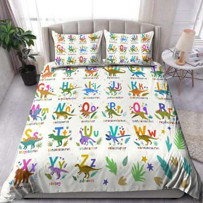 Dinosaur alphabet 3D design printed Bedding set SN16092104