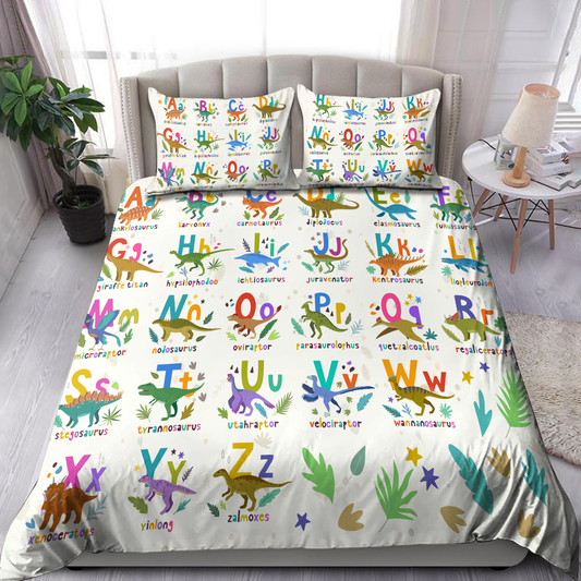 Dinosaur alphabet 3D design printed Bedding set SN16092104
