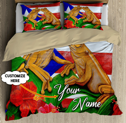 Customize Name Couple Coqui Puerto Rico Bedding Set AM03062101