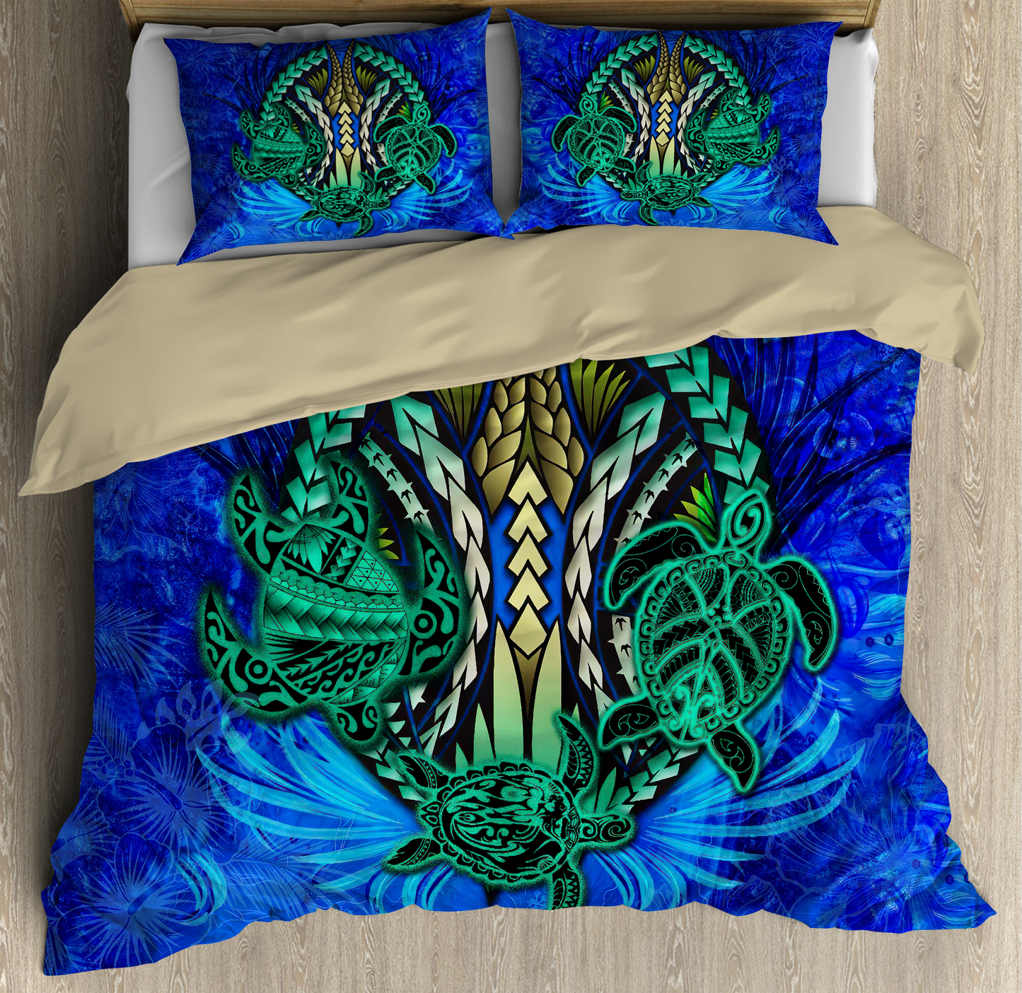 Premium Three Blue Turtles Bedding Set