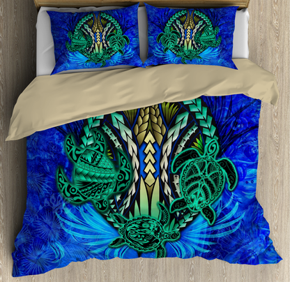 Premium Three Blue Turtles Bedding Set