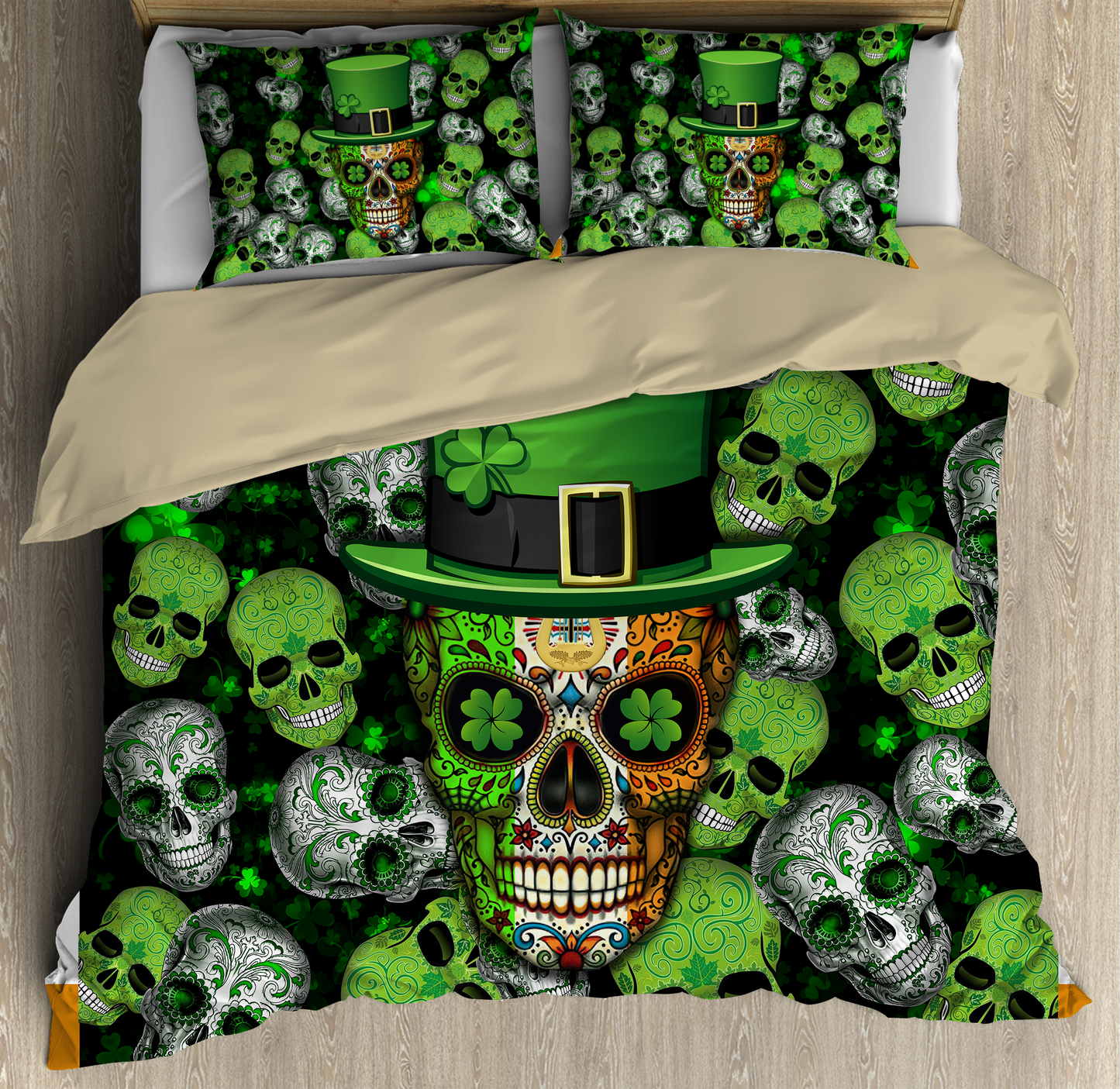 Irish Skull Saint Patrick Day Bedding Set XT
