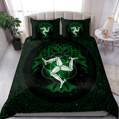 Celtic culture Triskelion Triple Green pattern 3D print Bedding Set