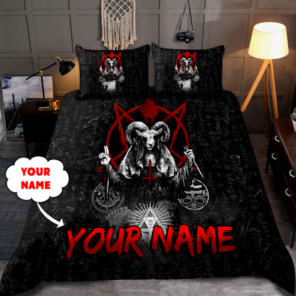 Customize Name King Satanic Skull Bedding Set DQB31052103