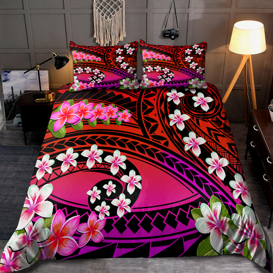 Amazing Polynesian Frangipani And Tattoo Bedding Set ML