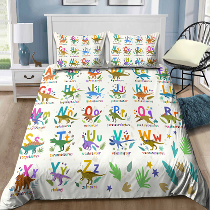 Dinosaur alphabet 3D design printed Bedding set SN16092104