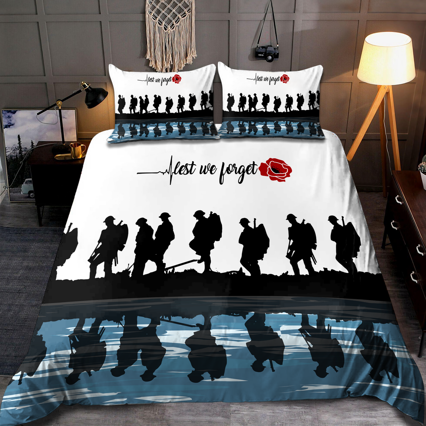 Lest we forget Honor the fallen UK Veteran 3D print Bedding set