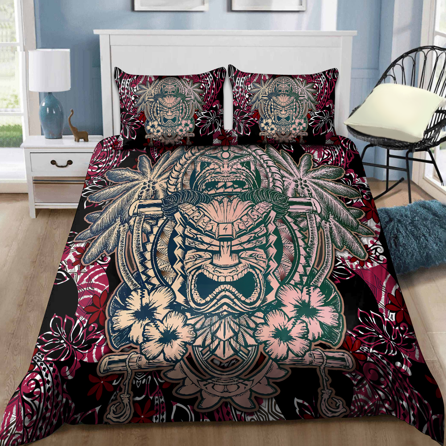 Amazing Polynesian Tiki Hawaii Style Bedding Set ML