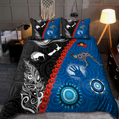 New Zealand Maori And Australia Aboriginal Blue We Are Family Bedding Set