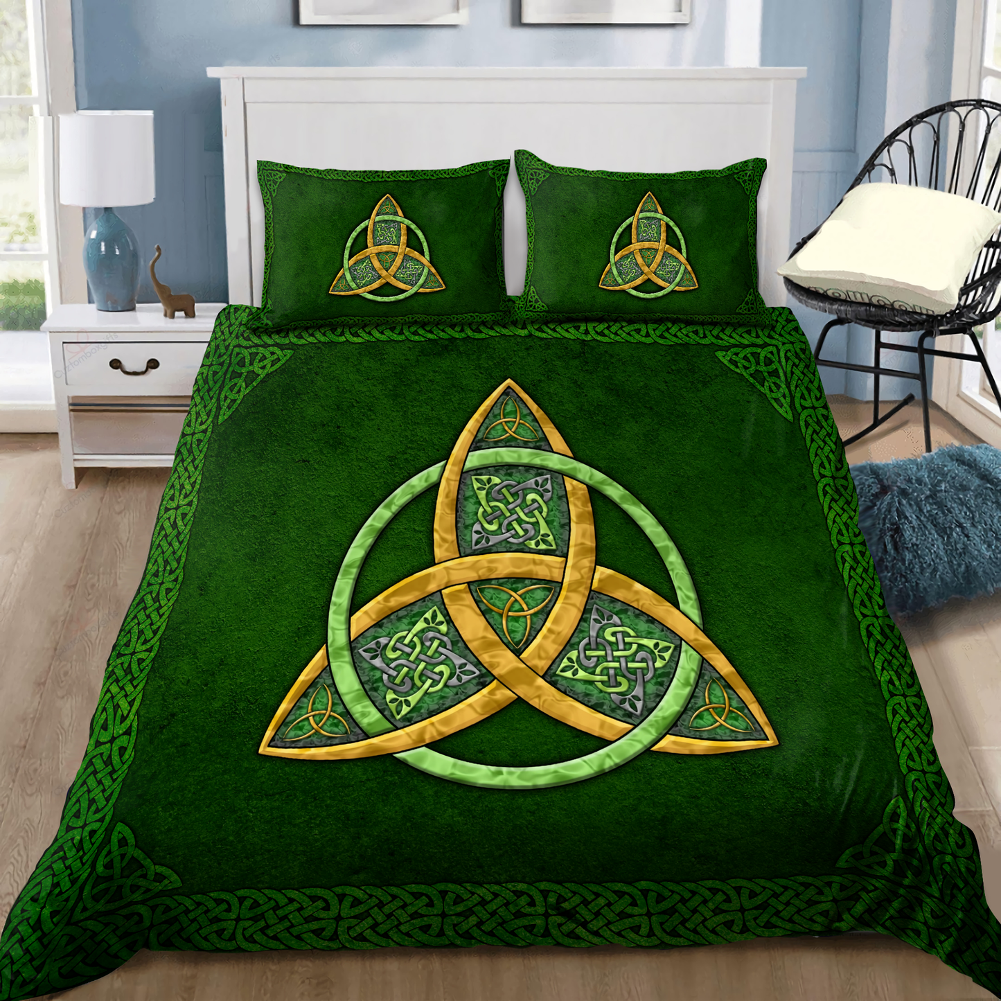 Irish Skull Saint Patrick Day Celtic Clover Bedding Set XT