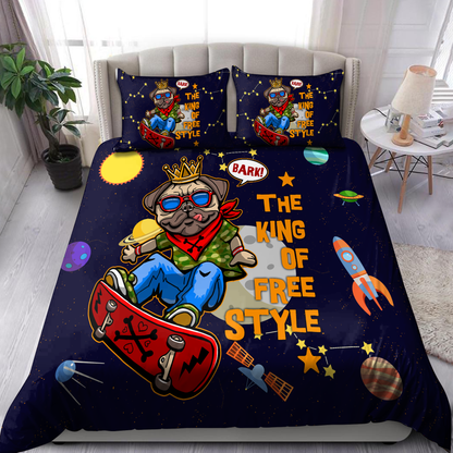 Premium Skateboard Pug Bedding Set