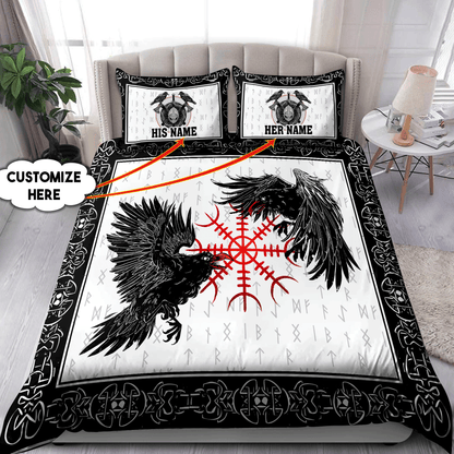 Customize Name Couple Raven Viking Bedding Set AM15062102