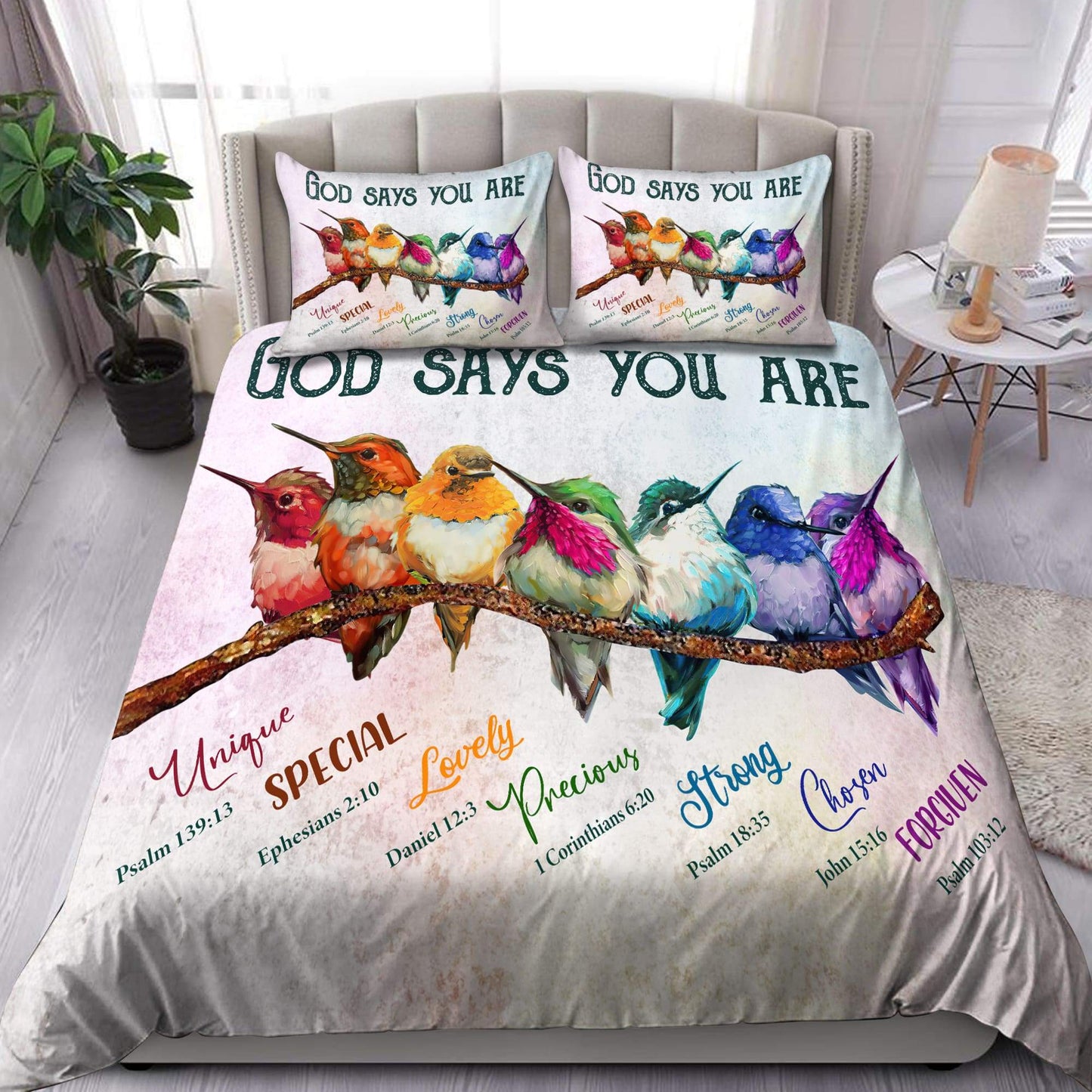 Hummingbird 3D Printed Bedding Set Pi24052101