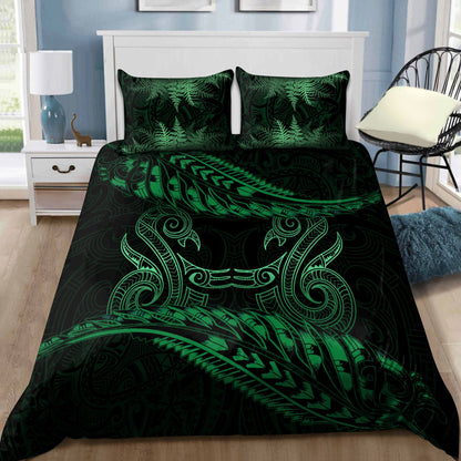 New Zealand Bedding Set Green Manaia Maori - Silver Fern Duvet Cover and Pillow Case ML NTN20032103