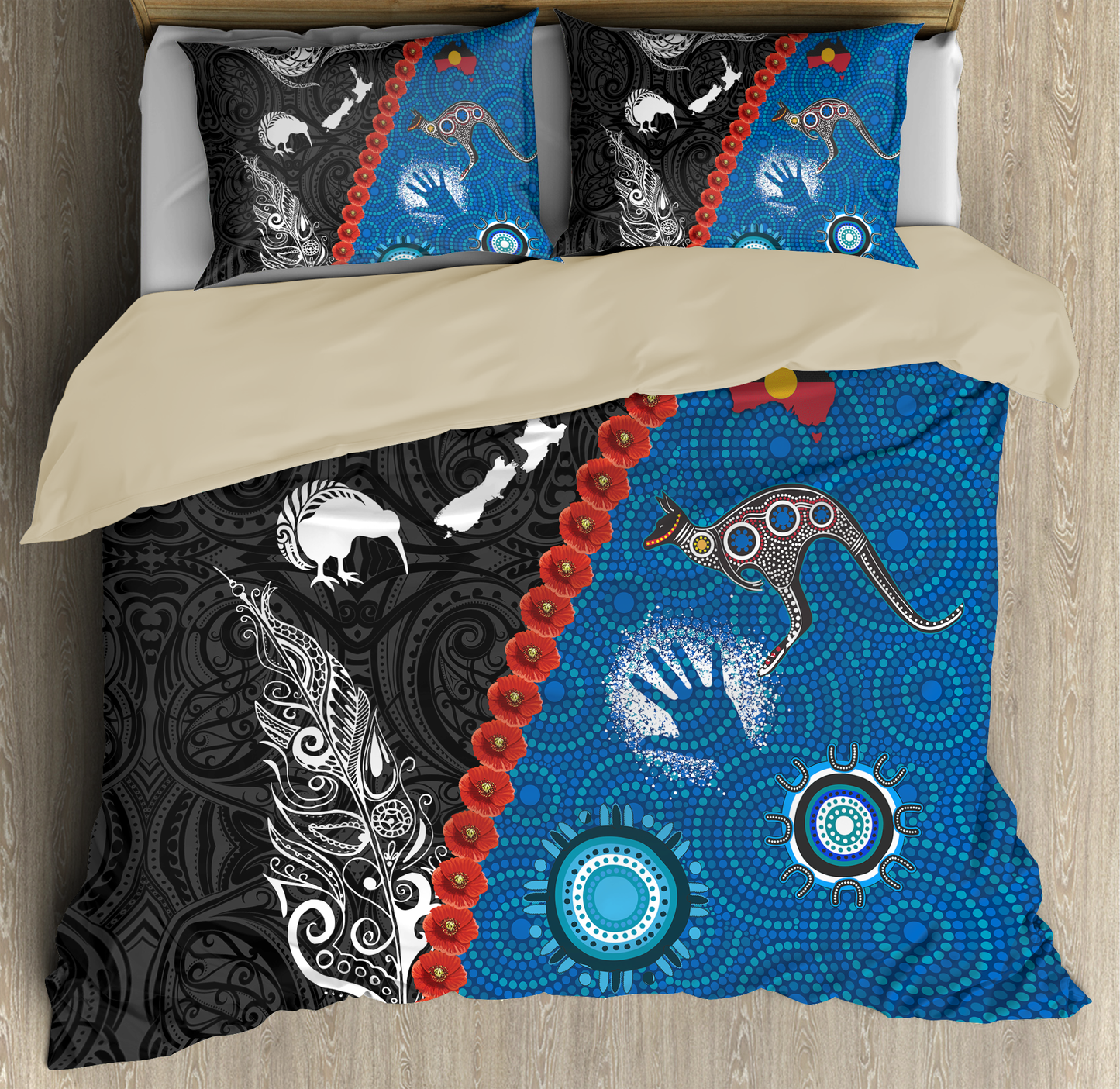 New Zealand Maori And Australia Aboriginal Blue We Are Family Bedding Set