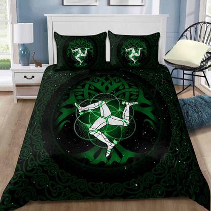 Celtic culture Triskelion Triple Green pattern 3D print Bedding Set