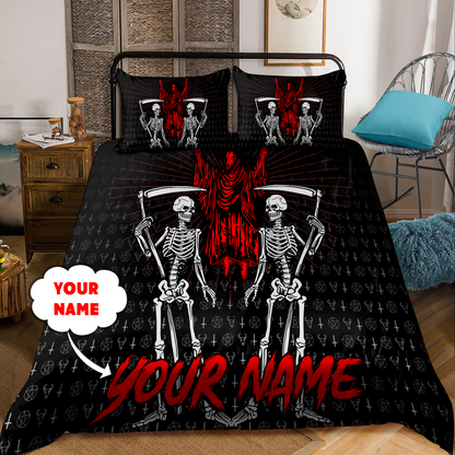 Customize Name King Satanic Skull Bedding Set DQB31052101