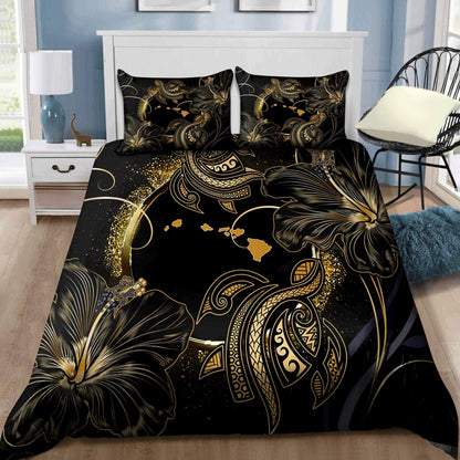 Amazing Polynesian Hawaii Turtle Golden Bedding Set ML