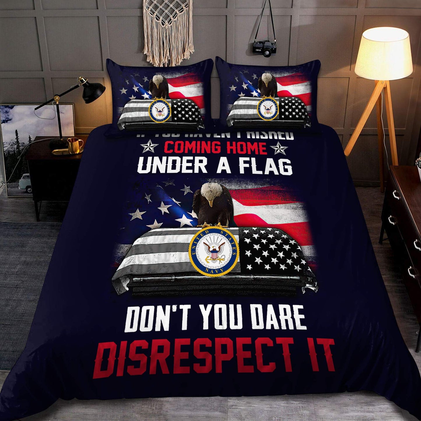 US Navy Veteran Coming home under a flag bedding set Pi22052104