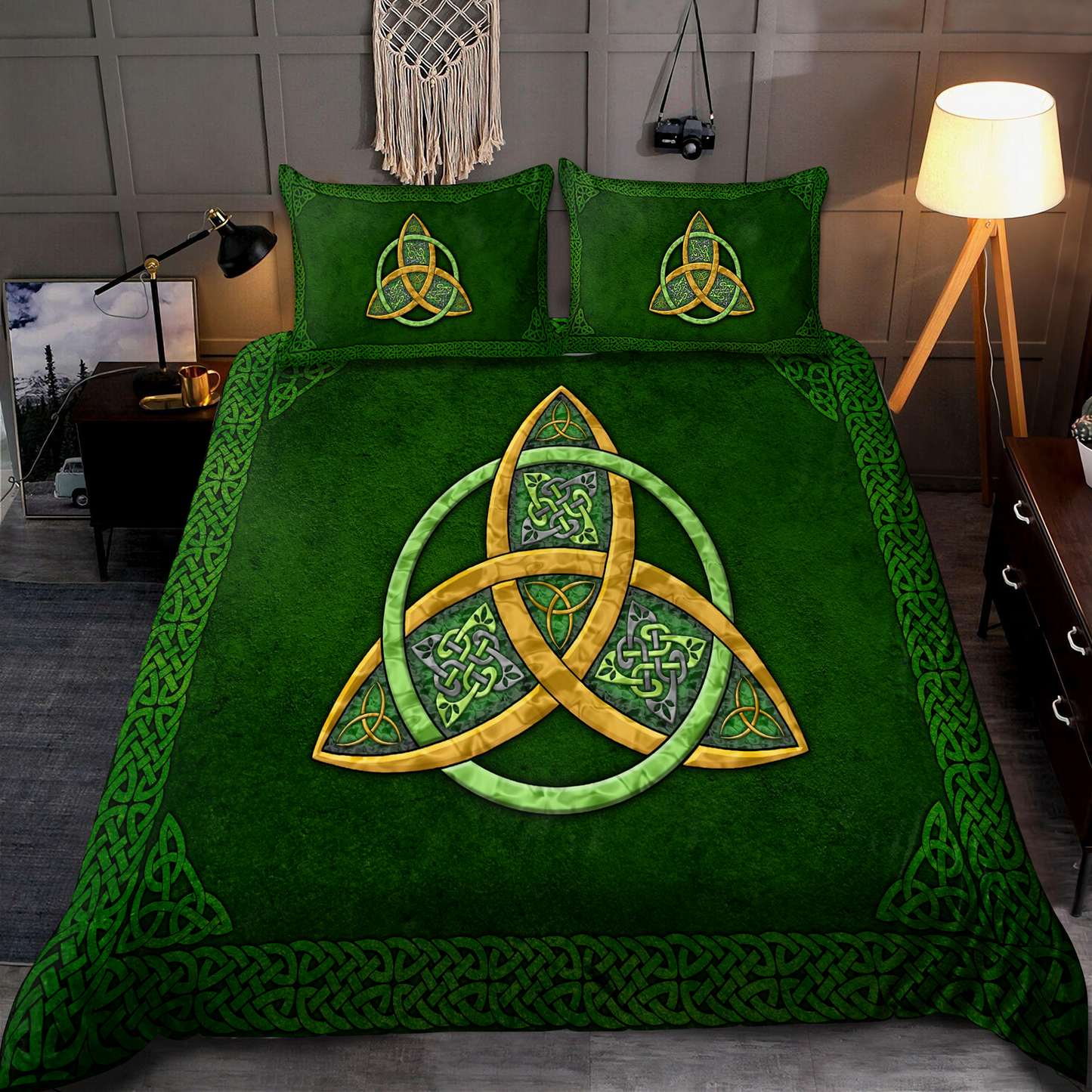 Irish Skull Saint Patrick Day Celtic Clover Bedding Set XT