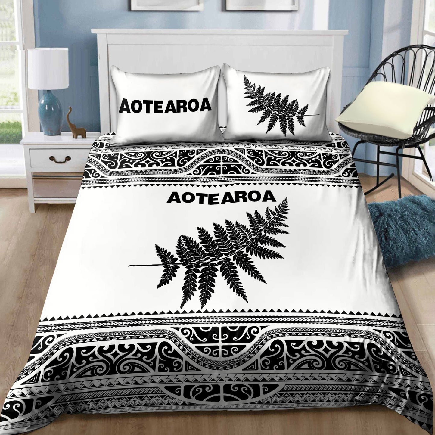 New Zealand Aotearoa Bedding Set Manaia Silver Fern Paua Shell Classic Version ML