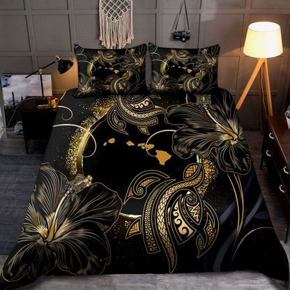 Amazing Polynesian Hawaii Turtle Golden Bedding Set ML