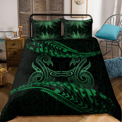New Zealand Bedding Set Green Manaia Maori - Silver Fern Duvet Cover and Pillow Case ML NTN20032103