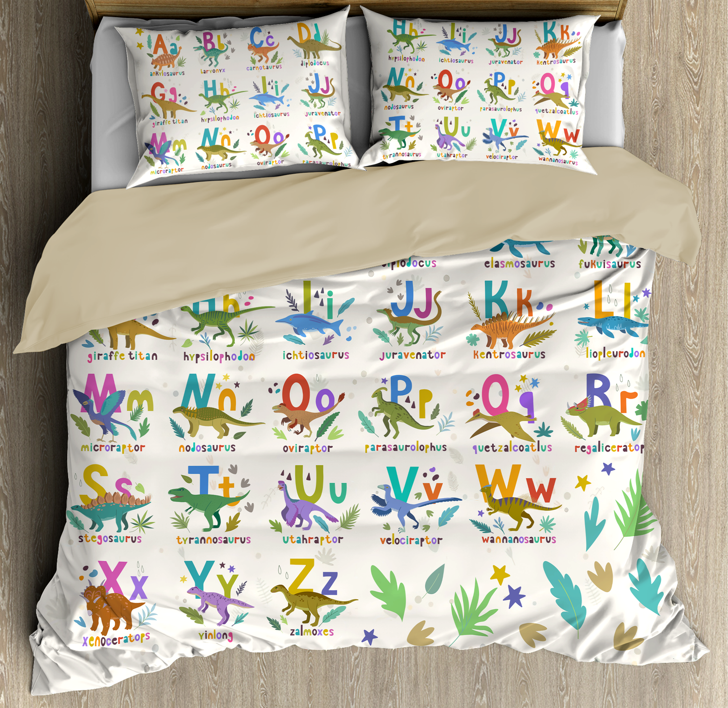 Dinosaur alphabet 3D design printed Bedding set SN16092104