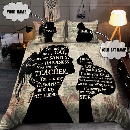Customize Name Love My Cat Bedding Set MH19012101