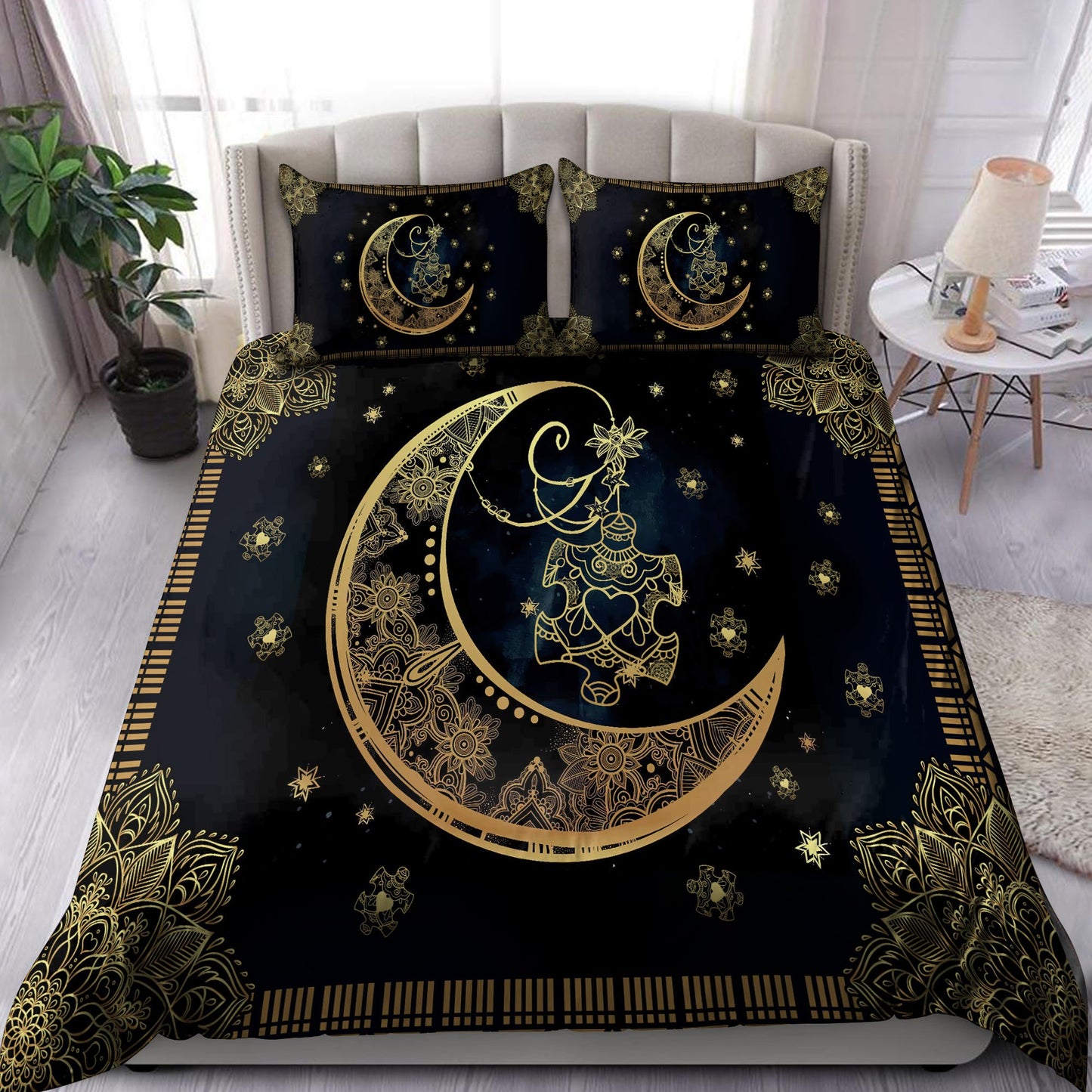Autism Awareness -Mon- Mandala Sunflower Bedding Set XT