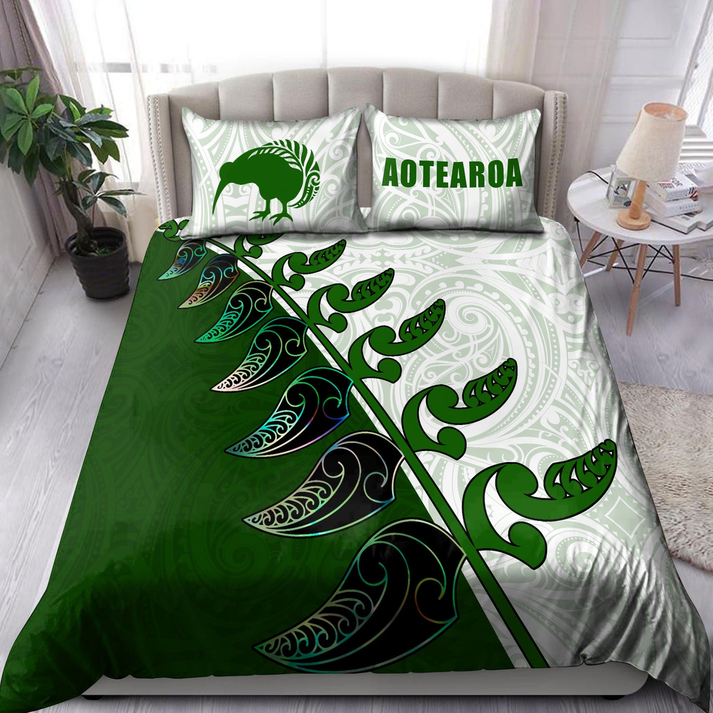 New Zealand Aotearoa Koru Fern Kiwi Bedding Set ML