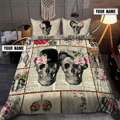 Customize Name Skull Art Bedding Set
