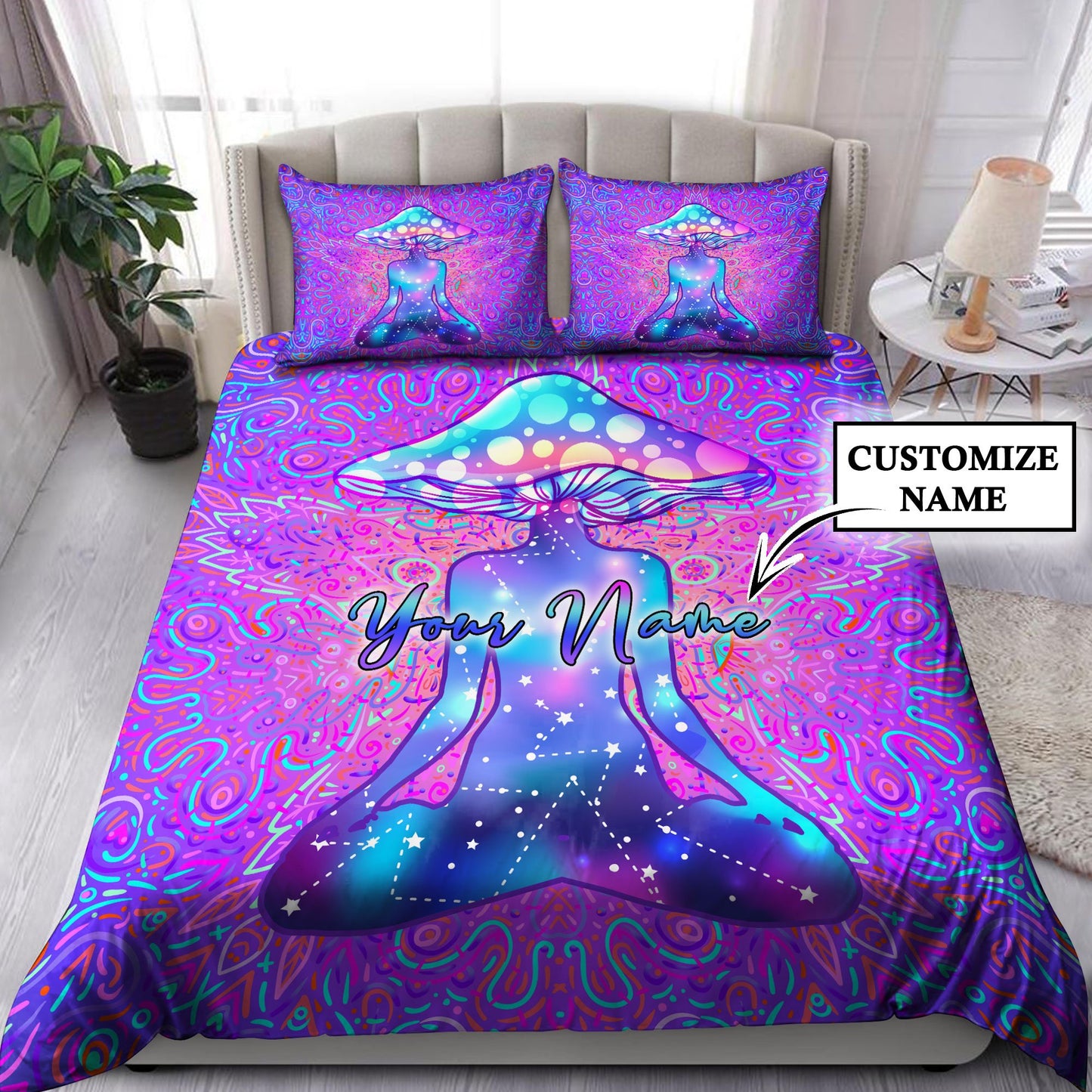 Customize Name Mushroom Hippie Bedding Set NTN14042101