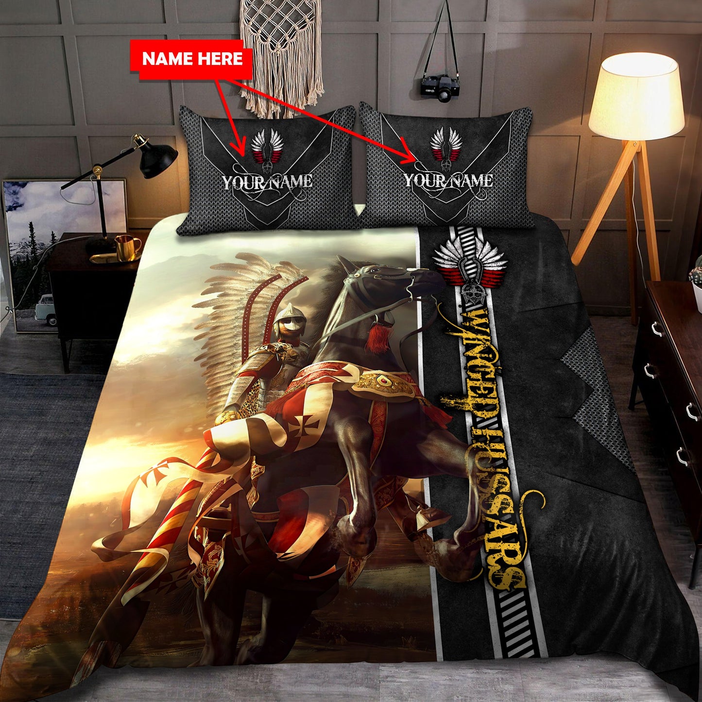 Premium Cavalry Winged Hussars Custom name Bedding Set