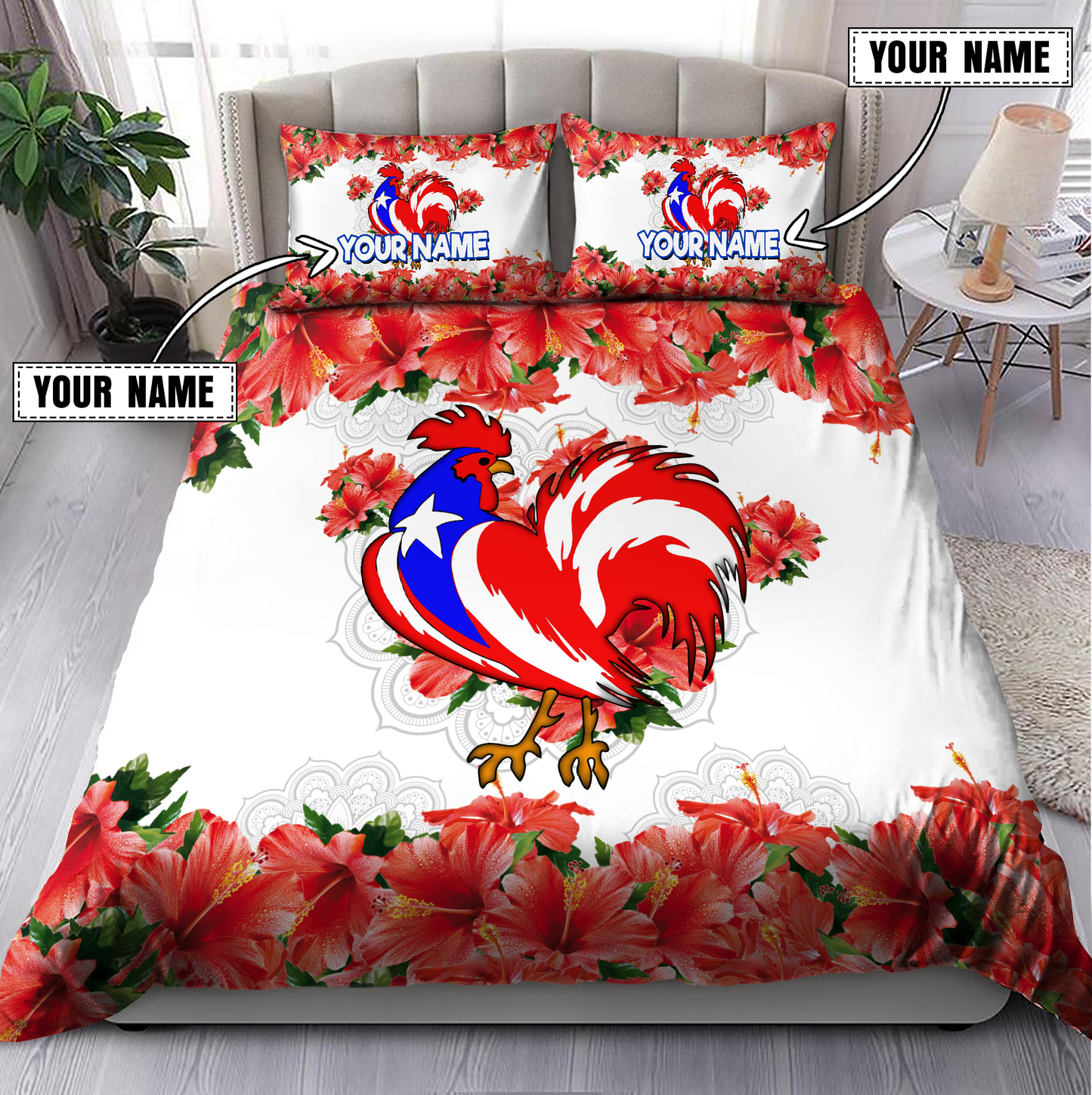 Customize Name Rooster Puerto Rico Bedding Set MH06042103