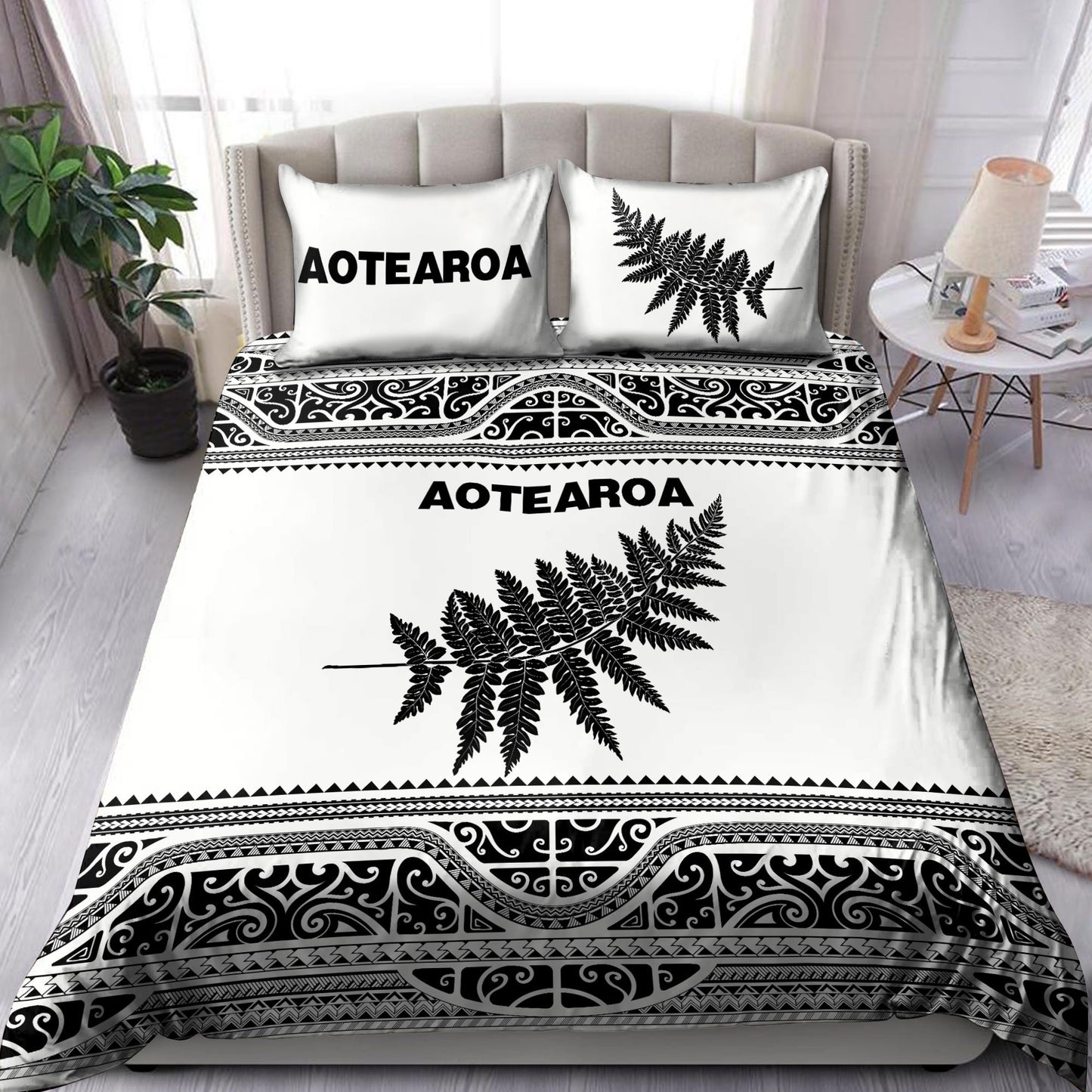 New Zealand Aotearoa Bedding Set Manaia Silver Fern Paua Shell Classic Version ML