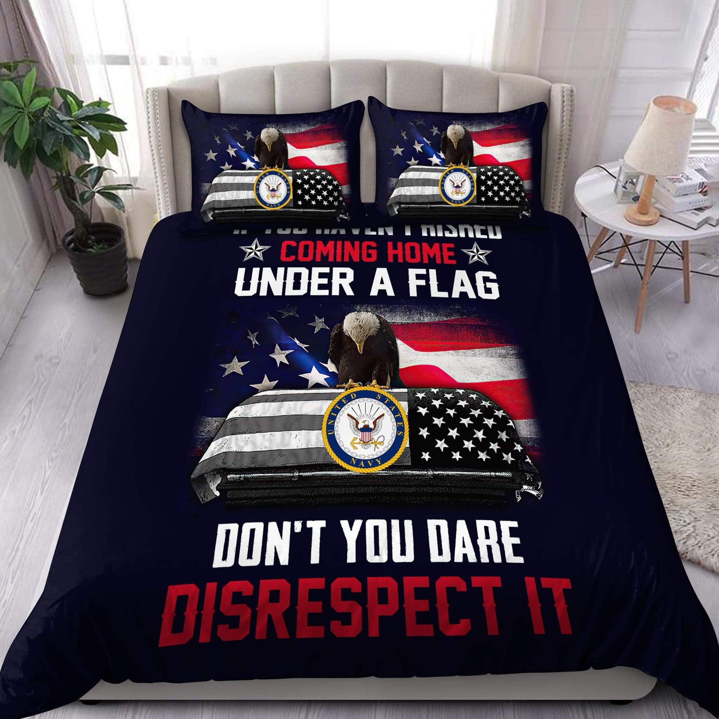 US Navy Veteran Coming home under a flag bedding set Pi22052104