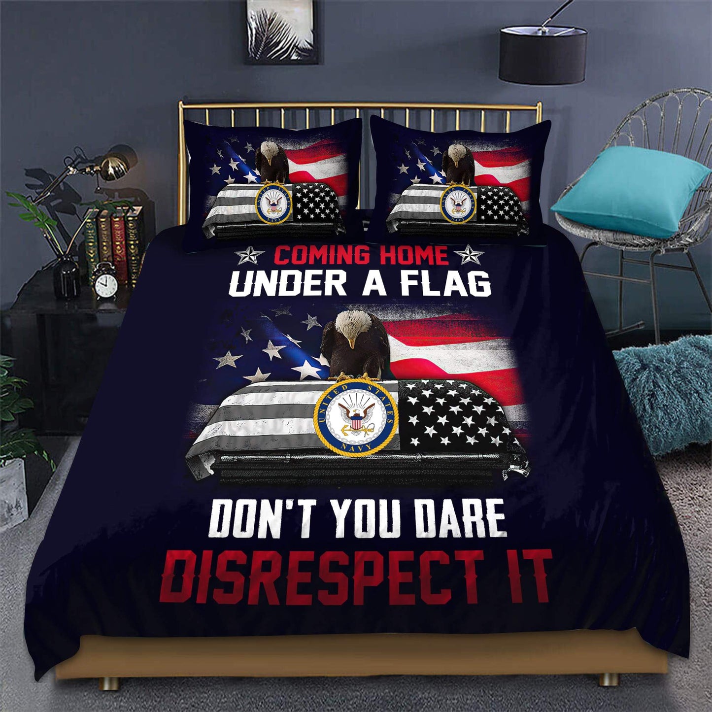 US Navy Veteran Coming home under a flag bedding set Pi22052104