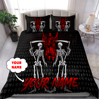 Customize Name King Satanic Skull Bedding Set DQB31052101