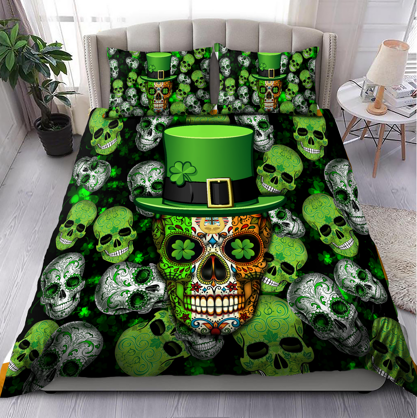 Irish Skull Saint Patrick Day Bedding Set XT