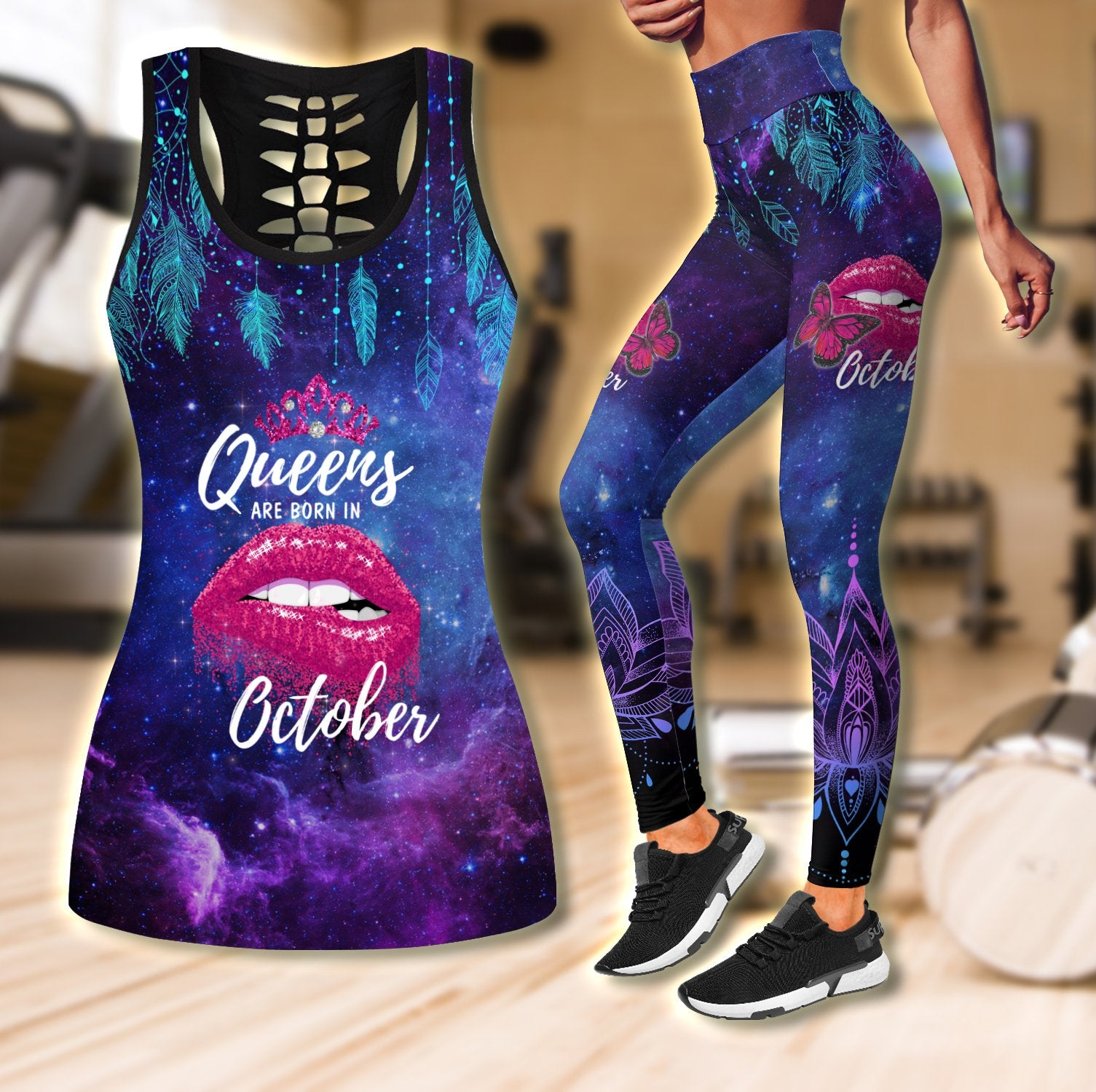 Queens are born in October Galaxy combo legging+tank TR24052010S-Apparel-Huyencass-S-S-Vibe Cosy™