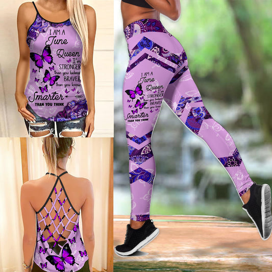 June girl Butterflies Combo Legging Camisole Tank