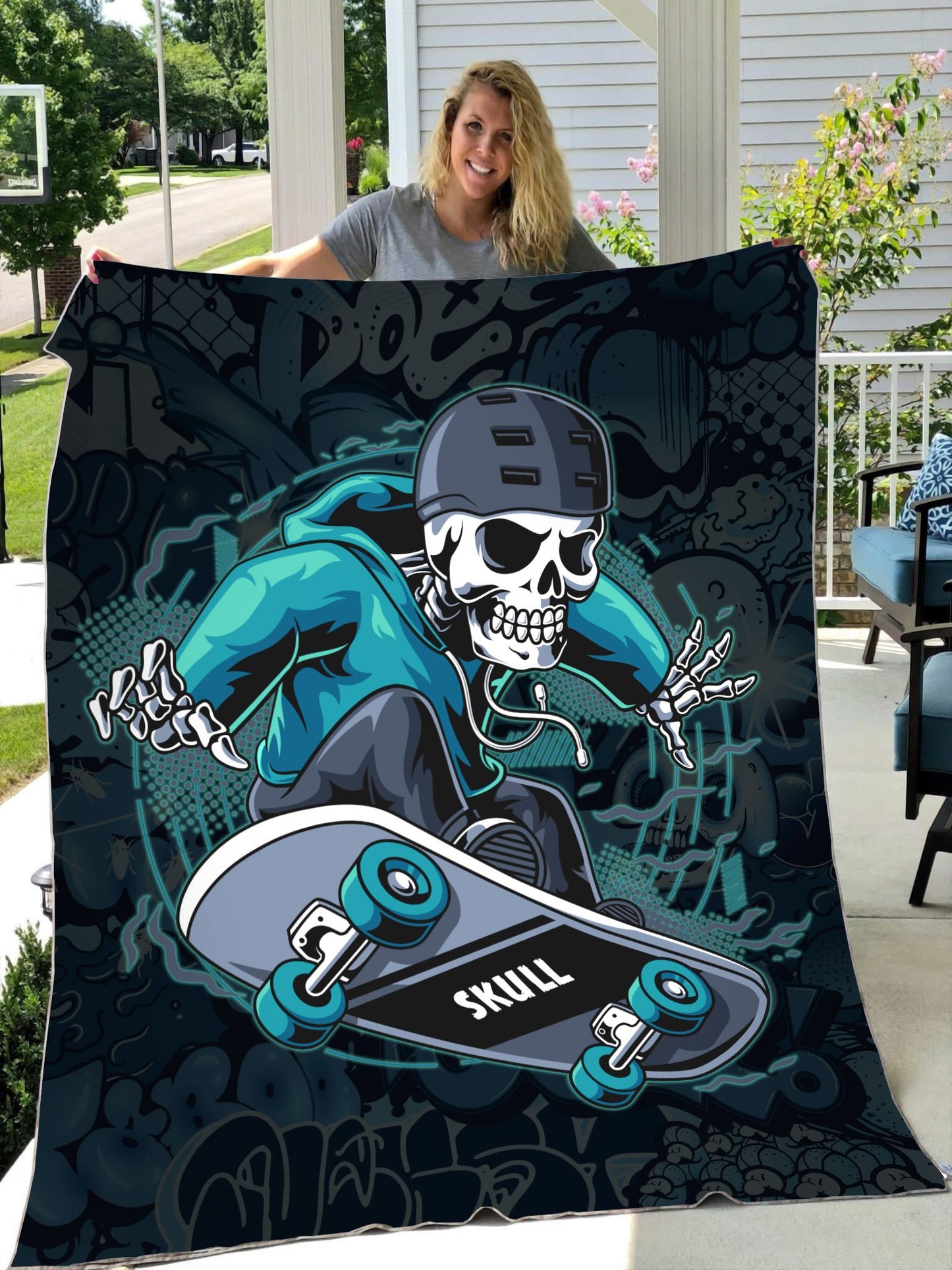 Premium Skateboard Skull Blanket